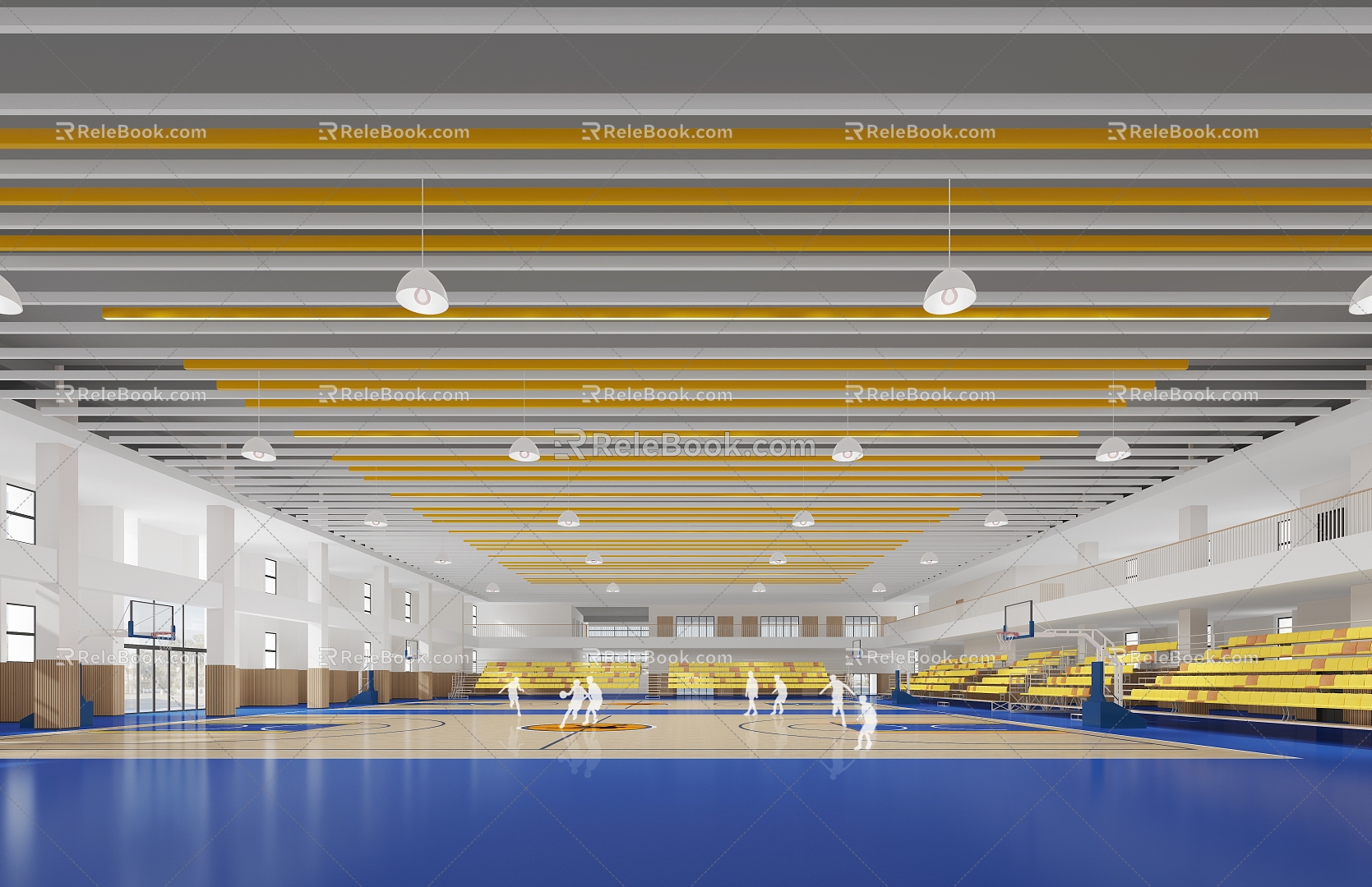 school basketball hall 3d model