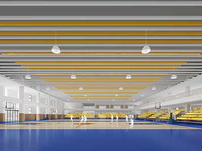 school basketball hall 3d model