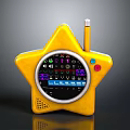 Yellow Star Shaped Toy Radio With Display Screen Antenna And Colorful Buttons