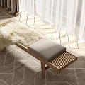 Modern Coat Stool Wood Floor Curtain 3d model