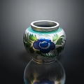 Elegant Shiny Silver Vase With Blue Flower Green Leaves Decorative Design