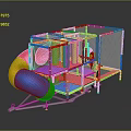 Colorful Commercial Kids Playground Equipment With Slide Net Fencing And Platforms