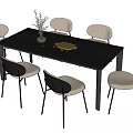 Modern Dining Table and Chair Combination Dining Chair Dining Table 3d model