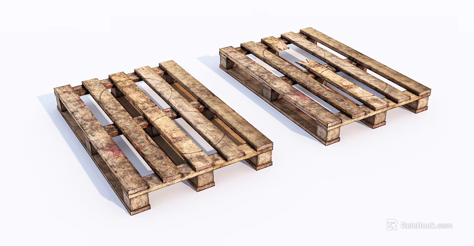 Industrial Equipment Heavy Duty Wooden Pallets For Transportation And Storage 3d model 