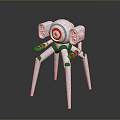 Mechanical Spider Creature with Multiple Legs Red Target Sensors and Robotic Arms 3d model