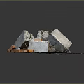 Assorted Building Construction Components With Orange Bricks And Concrete Blocks On White Platform 3d model
