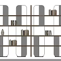 Modern Bookcase with Golden Frame Glass Elements and Multiple Shelves for Books and Decorative Items