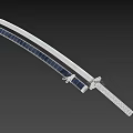 Traditional Katana Sword With Curved Silver Blade Black Sheath And Blue Cord Wrapped Handle
