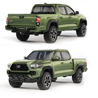 Green Toyota Tacoma Pickup Truck Front And Rear Exterior Views 3d model Green Toyota Tacoma Pickup Truck Front And Rear Exterior Views 3d model