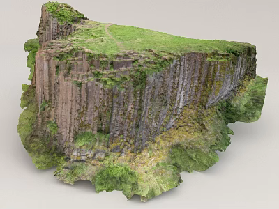 Scenic Isolated Landscape With Vertical Rocky Cliffs Green Grass On Top And Lush Vegetation 3d model