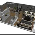 Aerial View Floor Plan Layout With Living Room Bedroom And Kitchen Interior