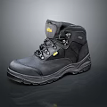 Black Leather Safety Boots For Work With Durable Sole And Protective Design 3d model