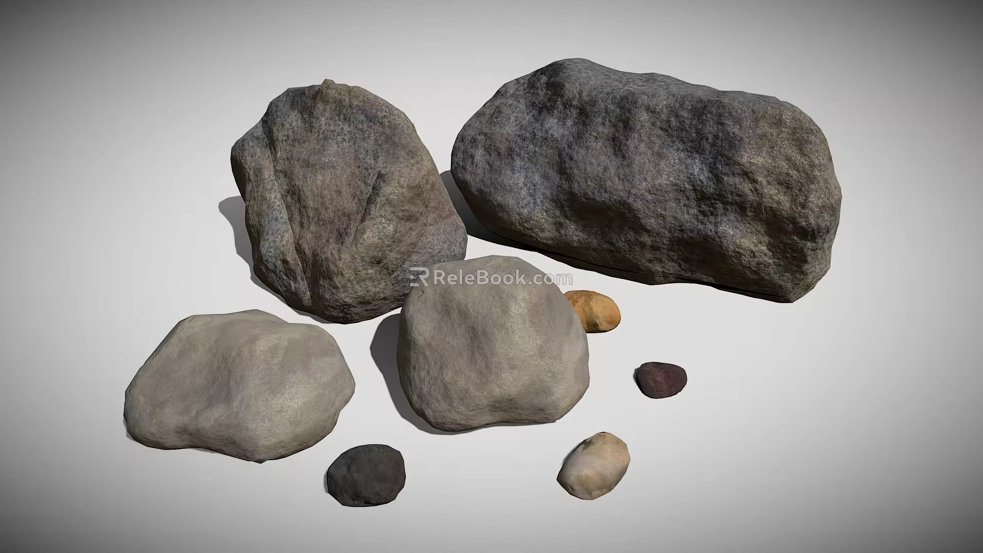 Riverside Stone Rock Stone Reef Boulder Cartoon Stone 3d model