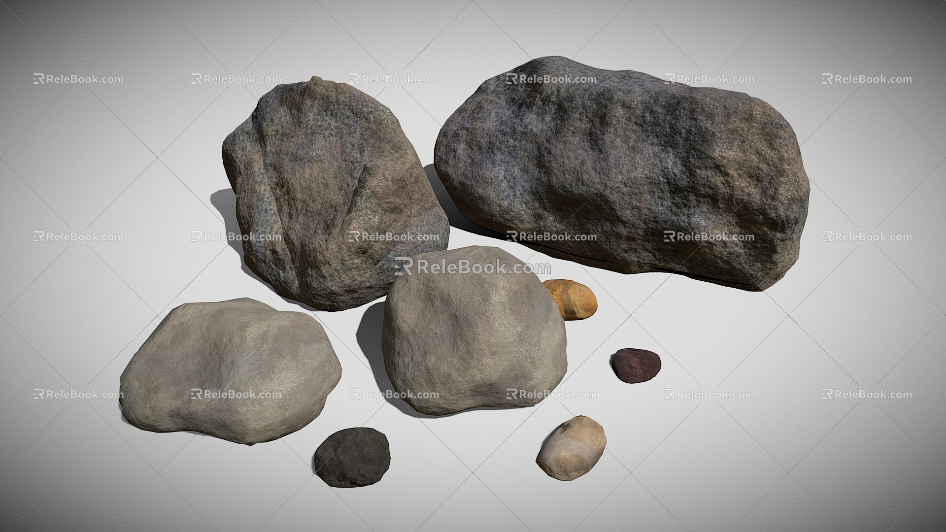 Riverside Stone Rock Stone Reef Boulder Cartoon Stone 3d model