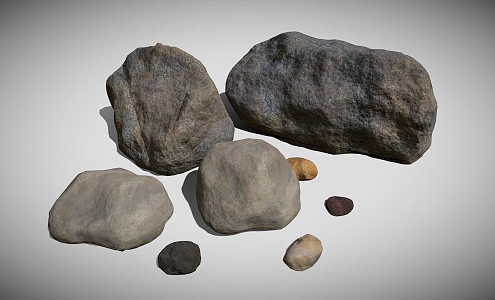 Riverside Stone Rock Stone Reef Boulder Cartoon Stone 3d model