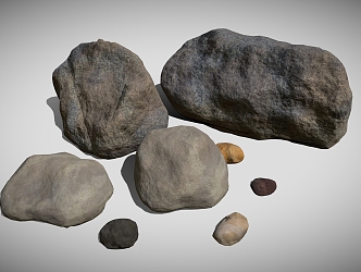 Riverside Stone Rock Stone Reef Boulder Cartoon Stone 3d model