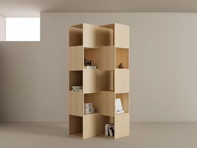 Modern Wooden Bookcase With Multiple Compartments For Books And Decor In Bright Room 3d model