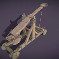 Wooden Garden Ornament With Wheels Lever Structure And Small Basket