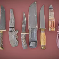 Vintage Knives and Daggers Collection With Various Handles and Blade Designs