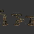 Rustic Industrial Art Installation With Circular Platform And Mechanical Metal Arm Structure