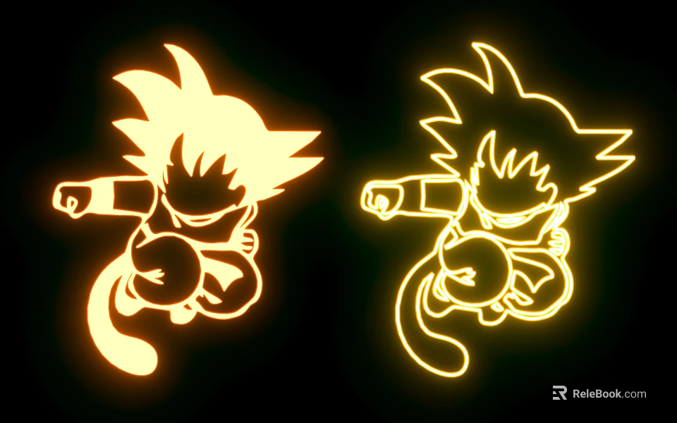Decorative Lights with Yellow Glow Anime Cartoon Character Silhouette Wall Decor Design 3d model 