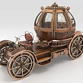Pumpkin Shaped Carriage Design With Handcrafted Wooden Metal Structure And Decorative Top