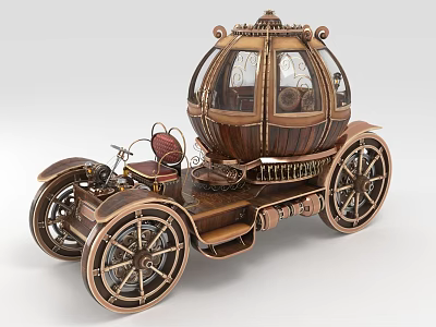 Pumpkin Shaped Carriage Design With Handcrafted Wooden Metal Structure And Decorative Top 3d model