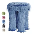 Soft Blue Furry Stool With Various Color Options For Home Decor