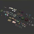 Scene Building Components With Various Shapes Basic Modules And Decorative Elements