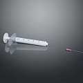 Medical Syringe With Measuring Scale And Pink Needle On Dark Background