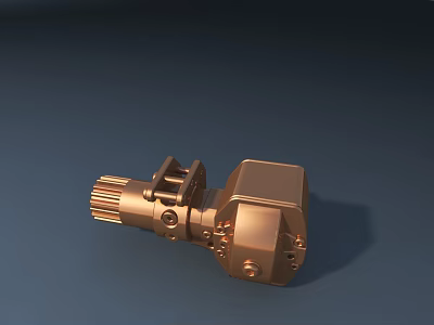 Copper Colored Mechanical Component With Square Housing And Gear Structure Design 3d model