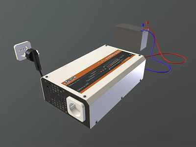 White Daily Electrical Power Device With Plug Connecting Cables And Control Knob For Home Use 3d model