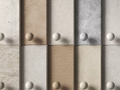 Textured Wall Panels With Spherical Hooks In Varied Colors 3d model