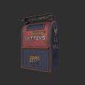 Vintage Red Blue Mailbox With Letters Slot And 1400 Number Plate