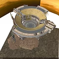 Ancient Ruined Circular Building 3D Model With Ring Design And Central Steps