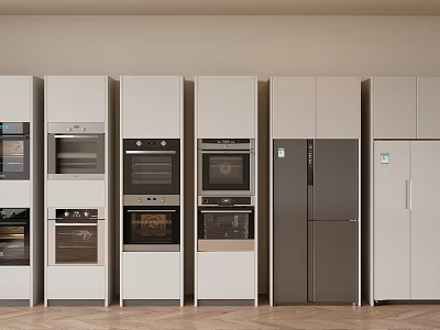 Modern Refrigerator Freezer Double Door Refrigerator Haier Smart Refrigerator Embedded Refrigerator Oven Dishwasher Steamer 3d model