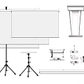 Projection Equipment Projector Screen Triangle Bracket Microphone Remote Control 3d model