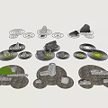 Stone combination Stone sketch Courtyard landscape stone 3d model