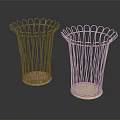 Modern Metal Wire Storage Baskets With Two Tone Colors And Circular Base Design 3d model