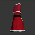 Red Christmas Dress With White Trim Black Belt And Heart Pattern
