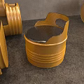 Creative Industrial Style Yellow Leisure Sofa Set For Modern Cafe Public Lounge Relaxation Space