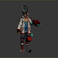 Sci Fi Character With Mechanical Creature Partner And Cybernetic Backpack Holding Weapon