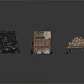 Antique Wooden And Metal Carts With Log Loaded Design On White Background