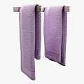 Two Soft and Absorbent Purple Textured Towels Hanging in Home Bathroom