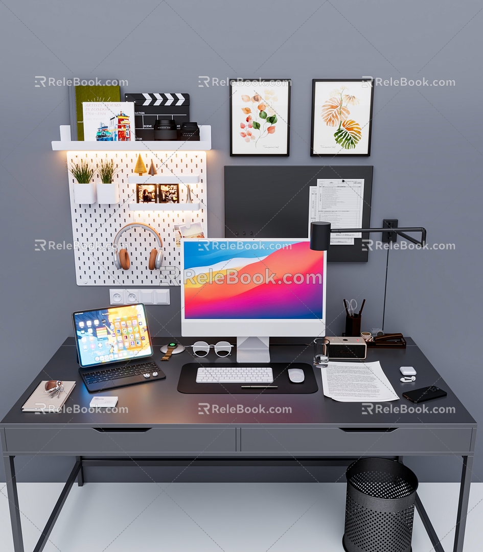 Computer office desk 3d model