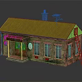 Vintage Country Inn Model With Rusty Roof Chimney Antenna Old Windows And Ladder
