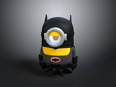 Cute Minion Batman Themed Stuffed Toy Figure for Daily Life Decoration Use 3d model