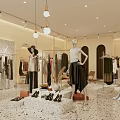 Elegant Fashion Clothing Store Interior With Mannequins Apparel Displays And Modern Decor