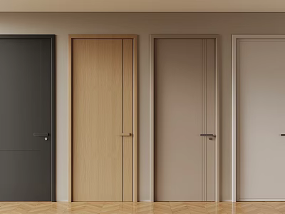 Modern Hinged Doors In Various Colors And Materials For Interior Design 3d model