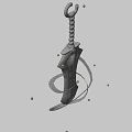 Decorative Ancient Sword With Golden Spiral Wrap And Carved Head Motif